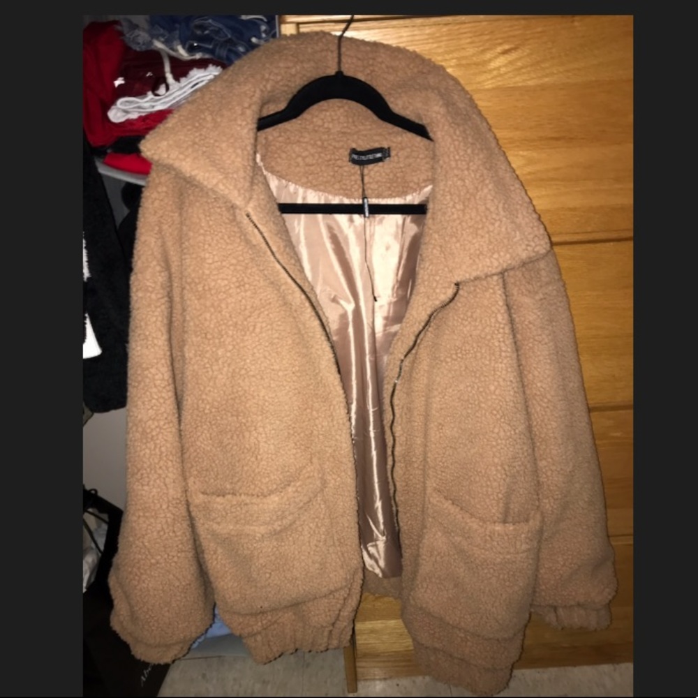 Oversized teddy jacket